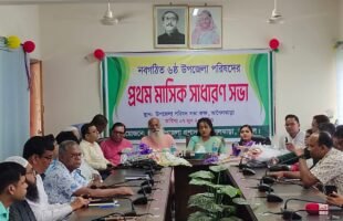 আগৈলঝাড়ায় নবাগত উপজেলা চেয়ারম্যানের সভাপতিত্বে প্রথম মাসিক সভা সম্পন্ন